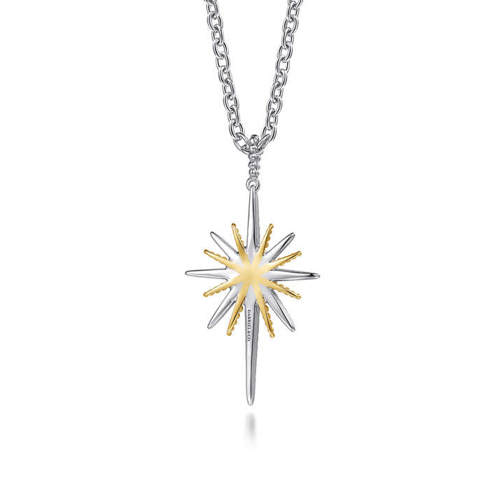 Bujukan 14K Gold & Sterling Silver White Sapphire Starburst Pendant Necklace