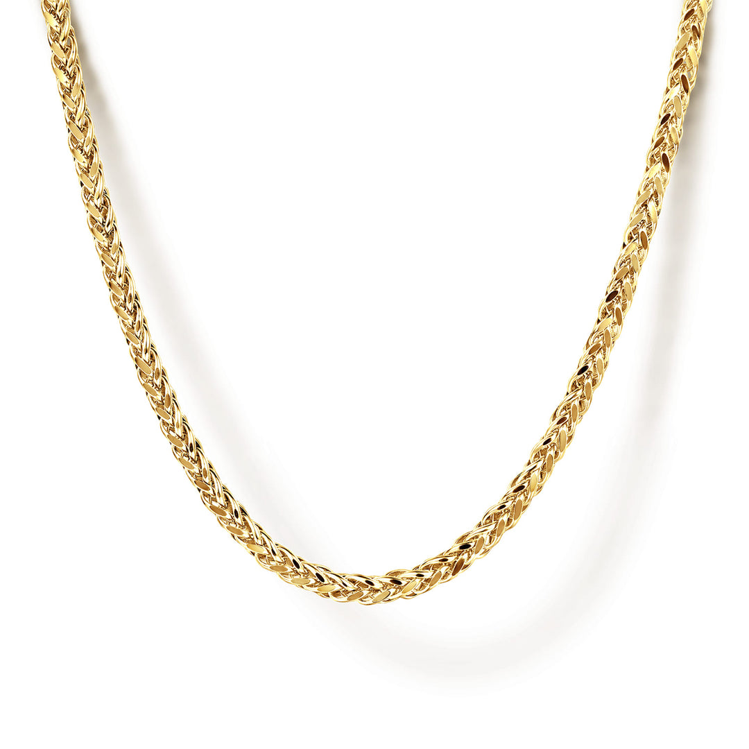 Classic 14K Yellow Gold Hollow Wheat Chain Necklace