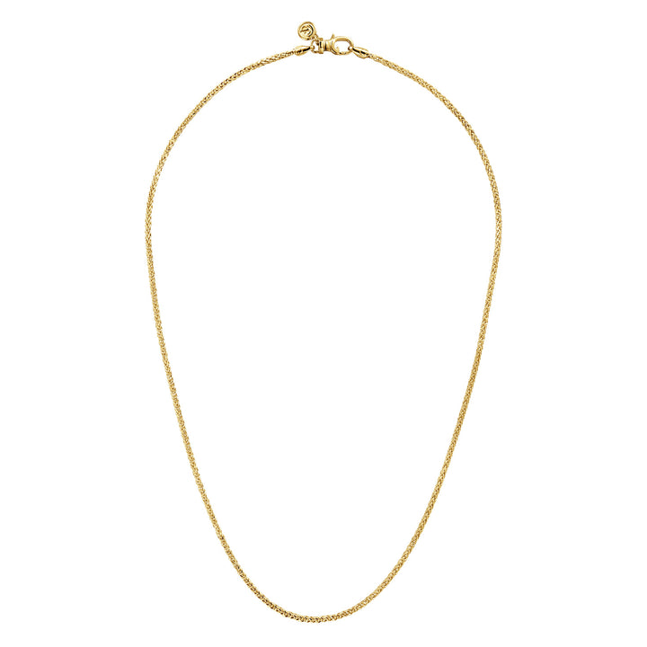Classic 14K Yellow Gold Hollow Wheat Chain Necklace