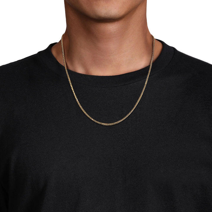 Classic 14K Yellow Gold Hollow Wheat Chain Necklace