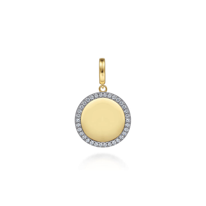 14K Yellow Gold Bezel Circle Pendant Necklace