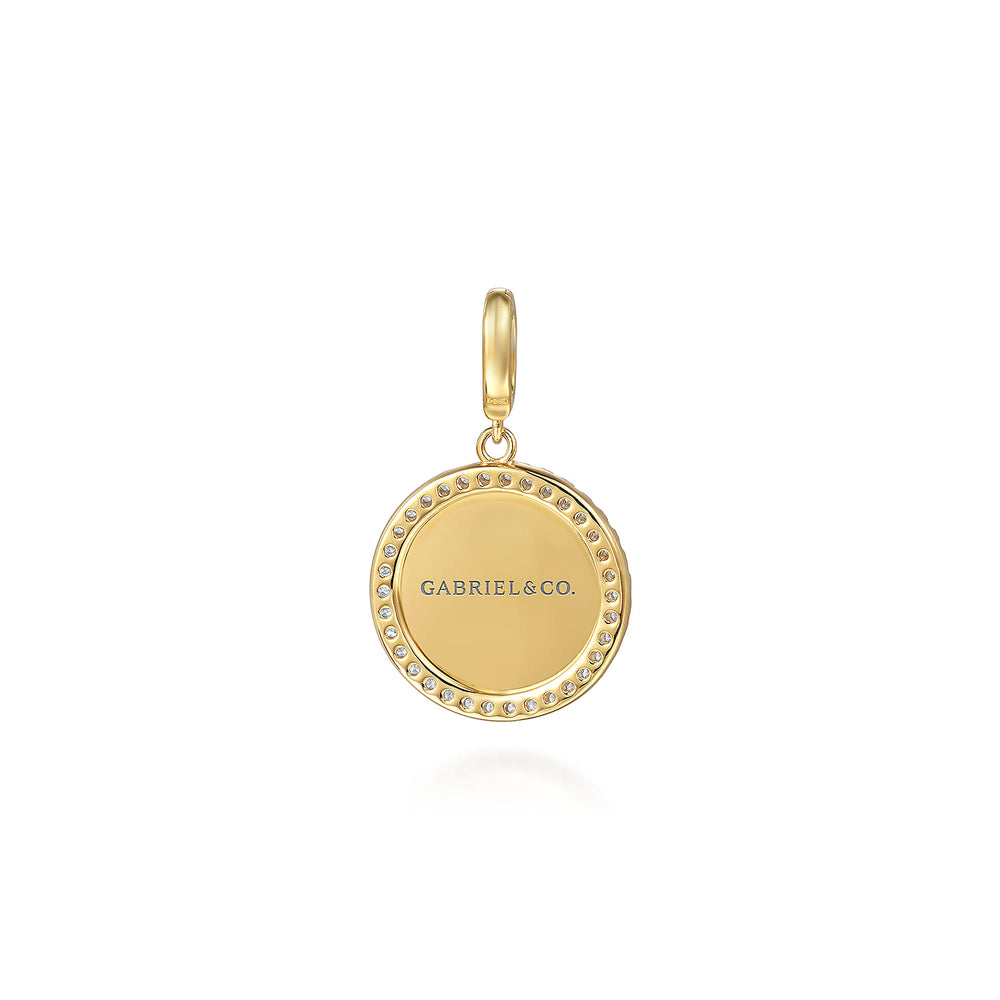 14K Yellow Gold Bezel Circle Pendant Necklace