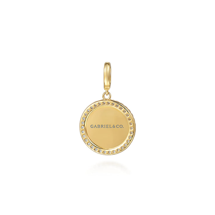 14K Yellow Gold Bezel Circle Pendant Necklace