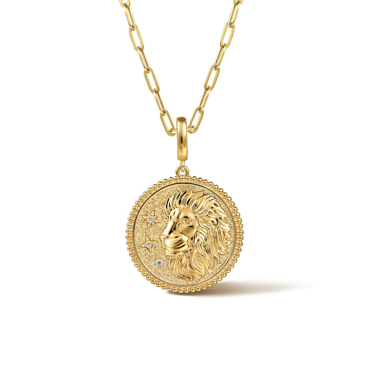 14K Yellow Gold Leo Pendant Necklace
