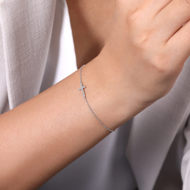 Faith 14K White Gold Cross Bracelet