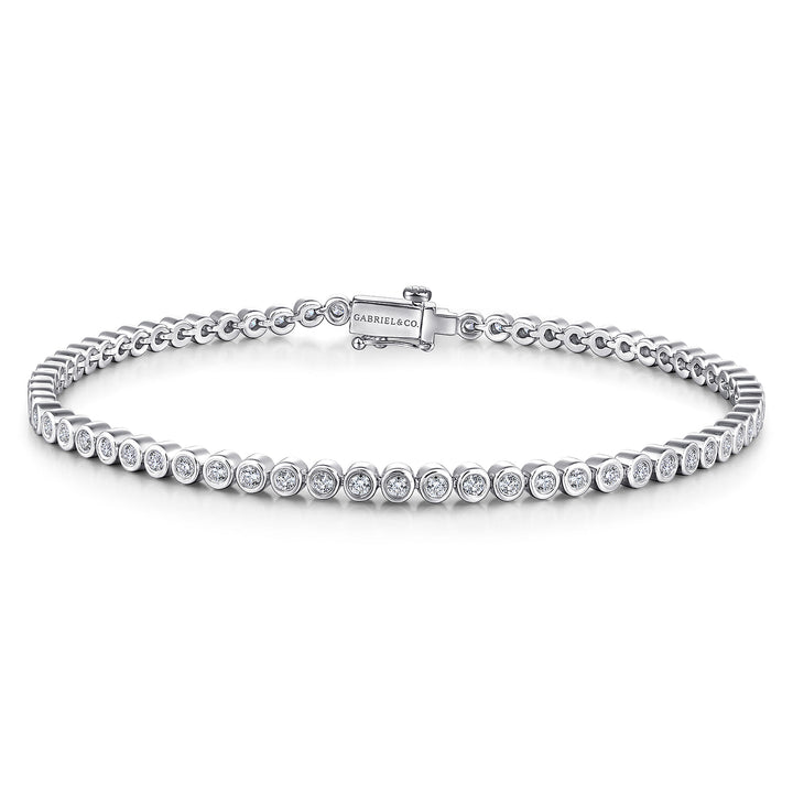 14K White Gold Bezel Tennis Bracelet