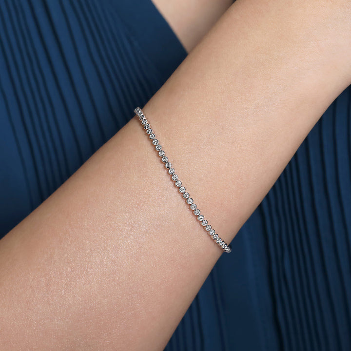 14K White Gold Bezel Tennis Bracelet