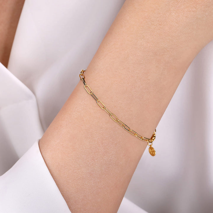 14K Yellow Gold Paperclip Bracelet
