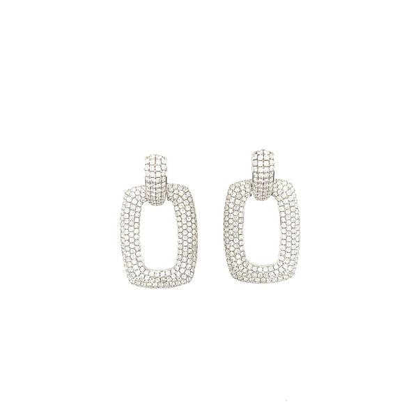 14K White Gold 6.52ctw Round Diamond Pave Earrings