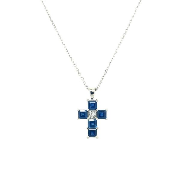 Sapphire Diamond Cross Pendant