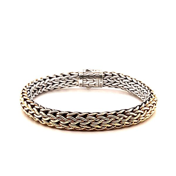 18K Yellow Gold & Sterling Silver Woven Style Bracelet