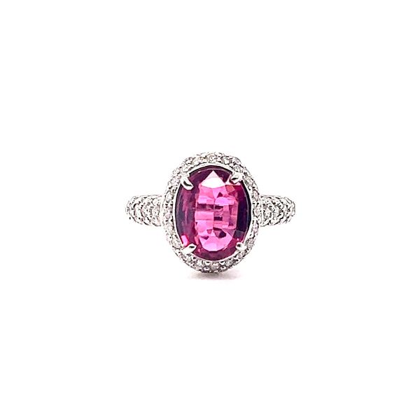 White Gold Pink Tourmaline Gemstone Diamond Ring