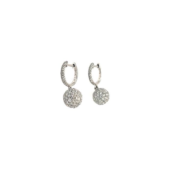 18K White Gold 1.88ctw Diamond Pavee Ball Drop Earrings
