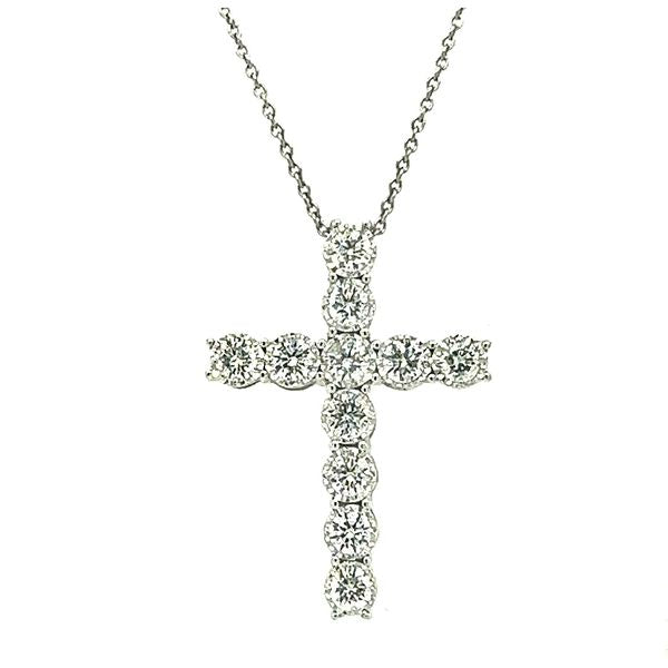 14K White Gold .90 Miracle Setting Diamond Cross