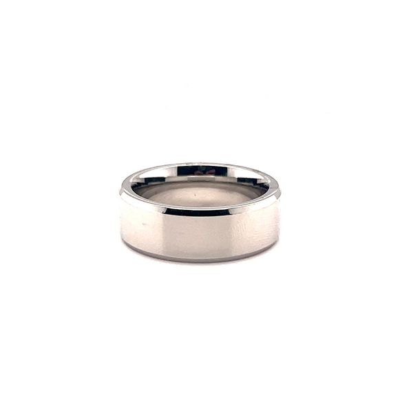 Satin and Polished Bevel Edge Cobalt Ring