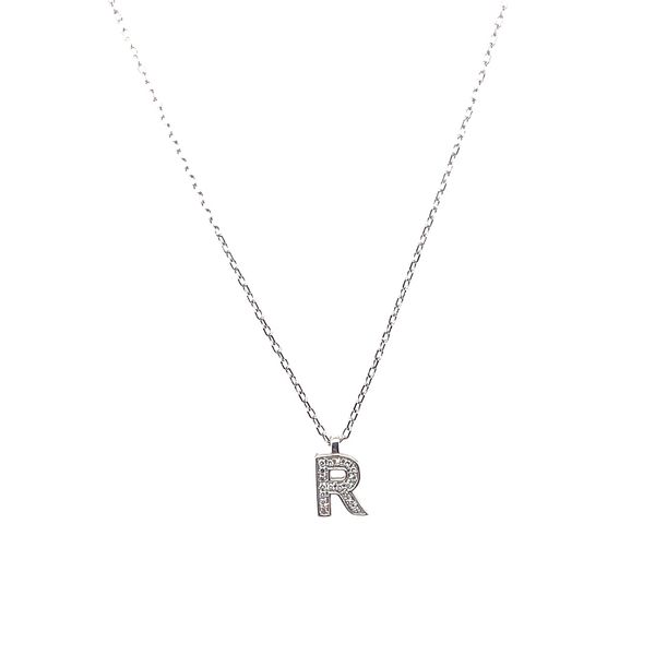 Diamond R Initial Pendant