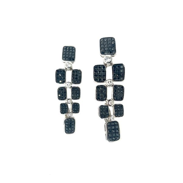 18K White Gold 5.11ctw Black Diamond Cluster Earrings