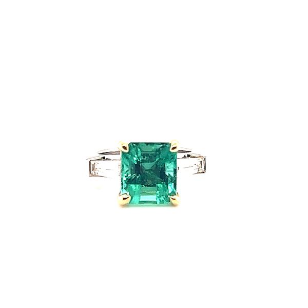 White Gold 4.88ct Emerald Gemstone and Diamond Fashion Ring