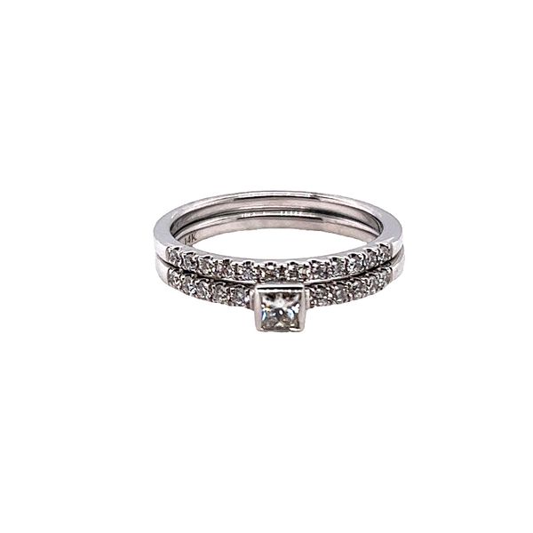 White Gold .44ct Princess Engagement Set with Diamond Band