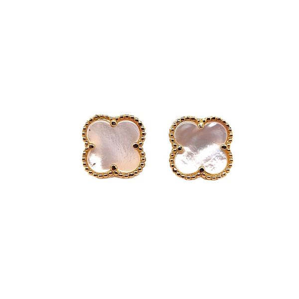 Yellow Gold Mother of Pearl Earrings