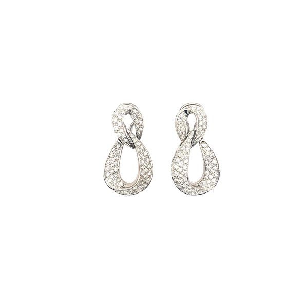 18K White Gold 2.97ctw Diamond Pavee Earrings